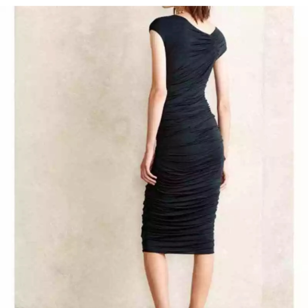 Anthropologie NWOT Bailey 44 Ski Bunny Dress Dark Teal Bodycon Ruching Size S - Picture 4 of 7